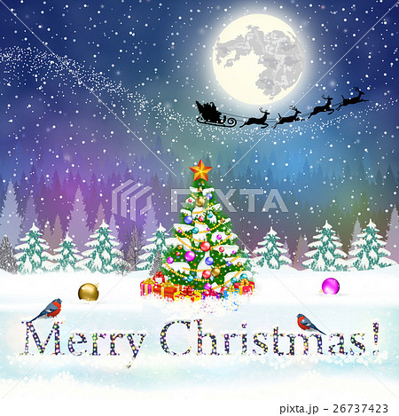 Christmas vintage greeting card on winter village Christmas vintage greeting card on winter village 26737423