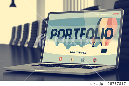 Portfolio Concept on Laptop Screen. 3D. 26737817