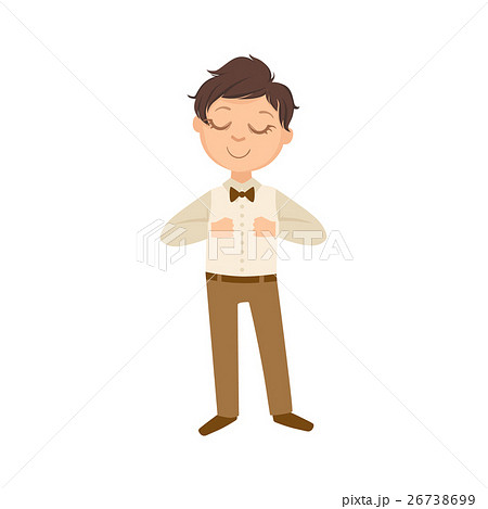 Boy In Brown Trousers And Bow Tie Happy Schoolkid 26738699