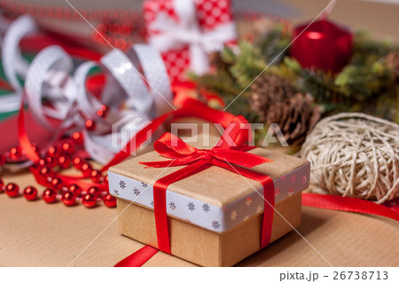 christmas present on craft paper 26738713