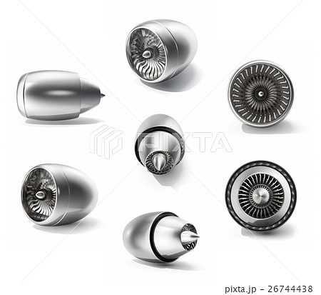 3d rendering turbines set, jet engine set isolated 26744438