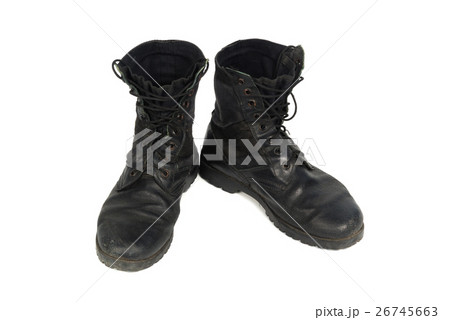 Black combat men boot, isolated on white Black combat men boot, isolated on white 26745663