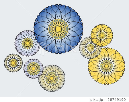 和柄、白花色しらはないろの背景に菊輪違い、和風背景素材 和柄、白花色しらはないろの背景に菊輪違い、和風背景素材 26749190