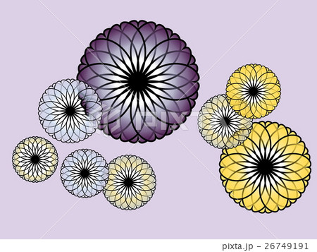 和柄 白藤色しらふじいろの背景に菊輪違い 和風背景素材のイラスト素材
