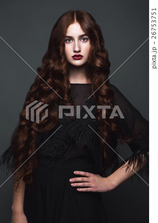 Beautiful girl in trendy clothes with classic Beautiful girl in trendy clothes with classic 26753751