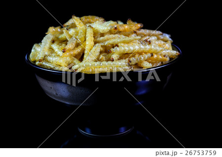Dried insect deed fried, Worm bamboo fried. 26753759