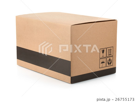 Cardboard box with packing symbols Cardboard box with packing symbols 26755173
