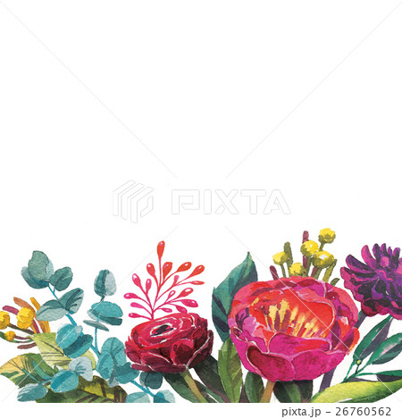 Watercolor flowers frame template. 26760562