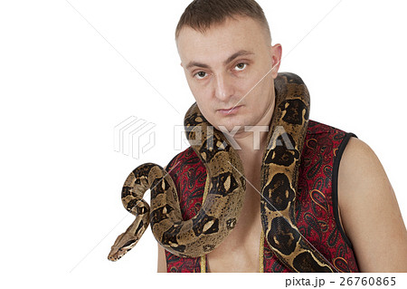 Man with boa snake Man with boa snake 26760865