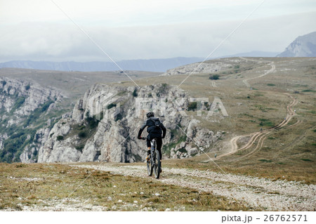 athlete cyclist on mountainbike athlete cyclist on mountainbike 26762571