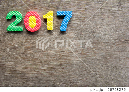 Wording 2017 on wood background Wording 2017 on wood background 26763276