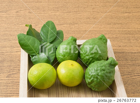 Green Kaffir Lime with Lemon Lime on Tray 26763772
