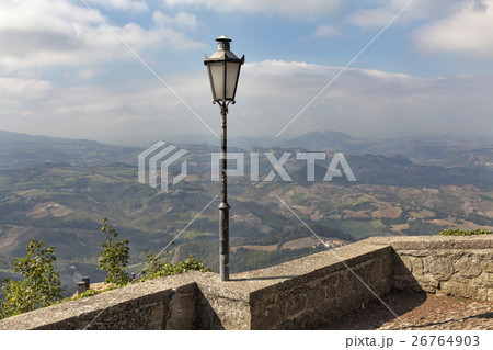 Lantern on the old wall in San Marino. 26764903