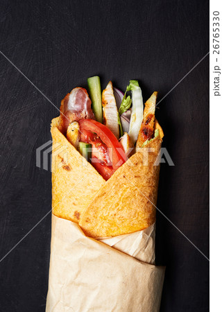 wrapped sandwich with chicken wrapped sandwich with chicken 26765330
