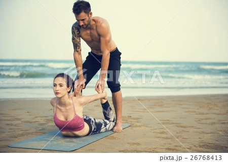 Yoga Exercise Stretching Meditation Concentration Summer Concept 26768413