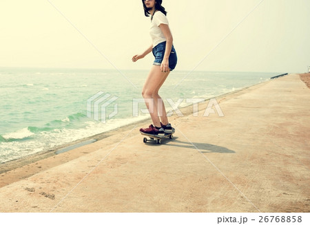 Skateboard Recreational Pursuit Summer Beach Holiday Concept 26768858