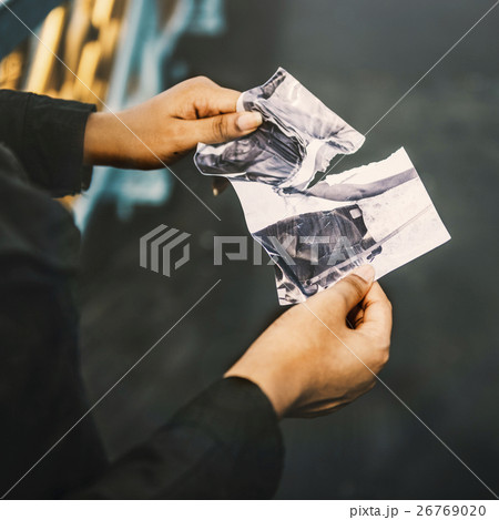 Tearing Photo Torn Apart Breakup Sadness Concept Tearing Photo Torn Apart Breakup Sadness Concept 26769020