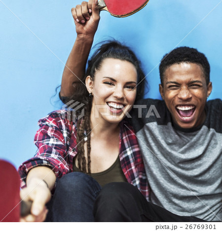 Table Tennis Ping-Pong Friends Sport Concept Table Tennis Ping-Pong Friends Sport Concept 26769301