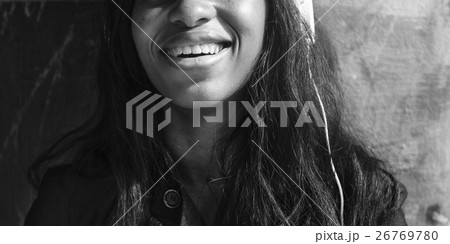 African Woman Listening Music Media Entertainment Relaxation Concept 26769780