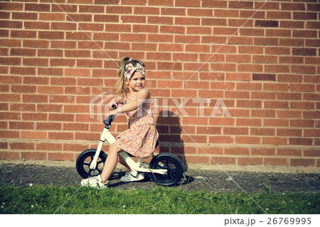 Fashionable Girl Ride Bicycle Adorable Concept Fashionable Girl Ride Bicycle Adorable Concept 26769995
