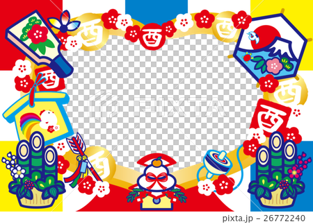 Photo Fry New Year's card 2017 Trout Year Saigo Kagami Rice Cake Hatoji Kadomatsu Mt. Fuji HappyNewYear Colorful 26772240