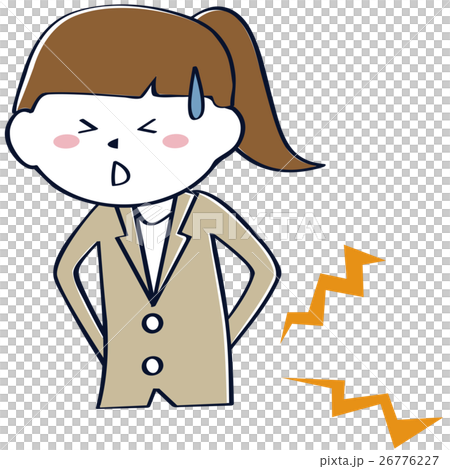 かわいいポニーテール スーツのビジネスウーマン 上半身 腰痛のイラスト素材