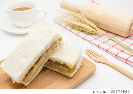 Katsu Sando on wooden table background, Closed up Katsu Sando on wooden table background, Closed up 26777849