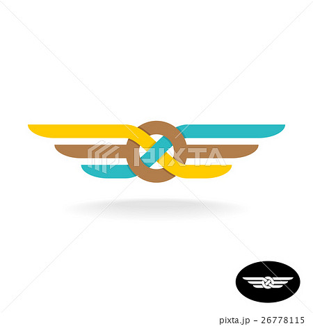 Link knot logo with wings. Flat style weave symbol 26778115