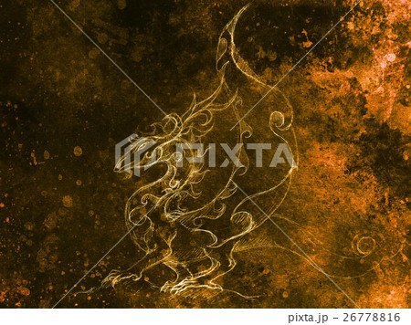 drawing of ornamental dragon on old paper 26778816