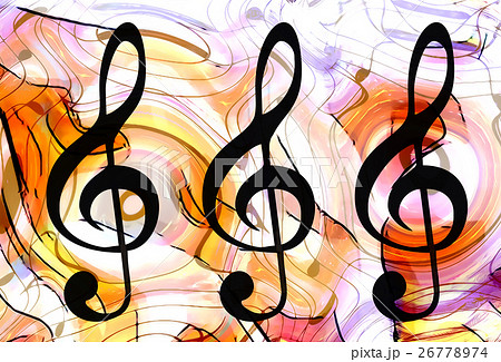 abstract set of music clefs and lines with notes 26778974