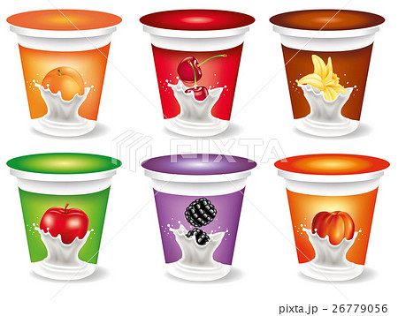 Yogurt Packaging template with different fruit 26779056