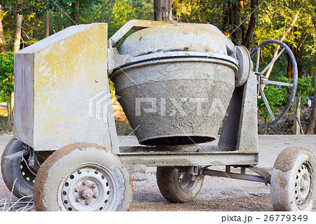 closeup cement mixer on the construction site closeup cement mixer on the construction site 26779349