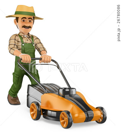 3D Gardener pushing a power mower 3D Gardener pushing a power mower 26780086
