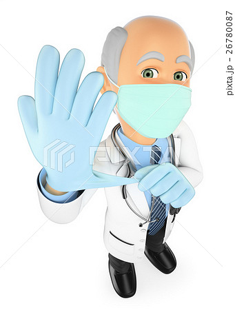3D Surgeon adjusting gloves to operate a patient 3D Surgeon adjusting gloves to operate a patient 26780087