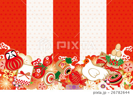 2017年賀 紅白 雲 無地 26782644