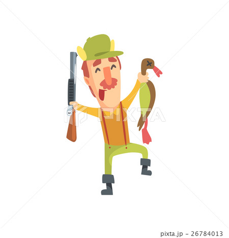 Happy Funny Childish Hunter Character With 26784013