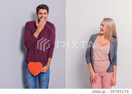 Cheerful couple expressing their feelings 26785278