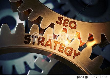 SEO Strategy on Golden Gears. 3D Illustration. SEO Strategy on Golden Gears. 3D Illustration. 26785326