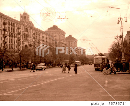 Kiev Kreschatik street crosswalk May 1964 Kiev Kreschatik street crosswalk May 1964 26786714