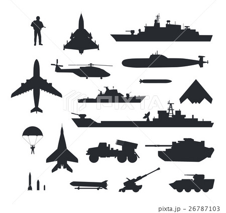 Set of Military Armament Vector Silhouettes 26787103