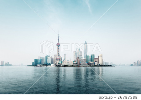 mist in sunset time, Shanghai, China 26787588