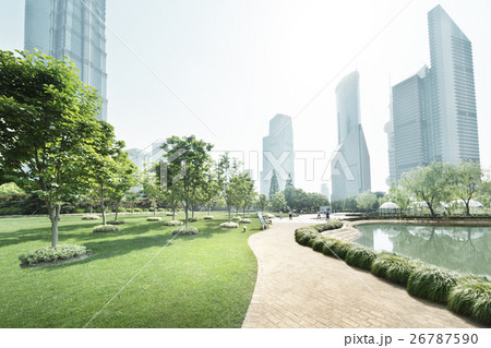 park in lujiazui financial center, Shanghai, China park in lujiazui financial center, Shanghai, China 26787590