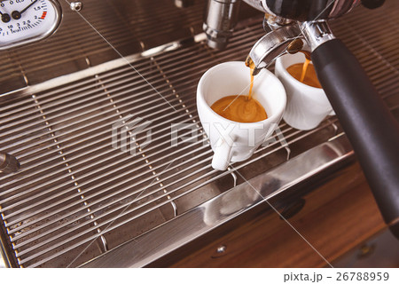 Hot espresso prepared in cafe Hot espresso prepared in cafe 26788959