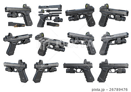 Gun weapon black military pistol set 26789476