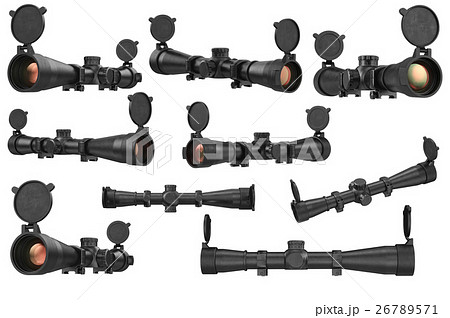Scope Optical Sniper Rifle Black Setのイラスト素材