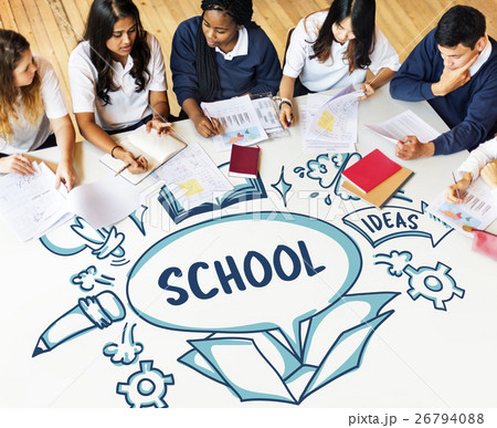 School Learning Outside Box Book Sketch Concept 26794088