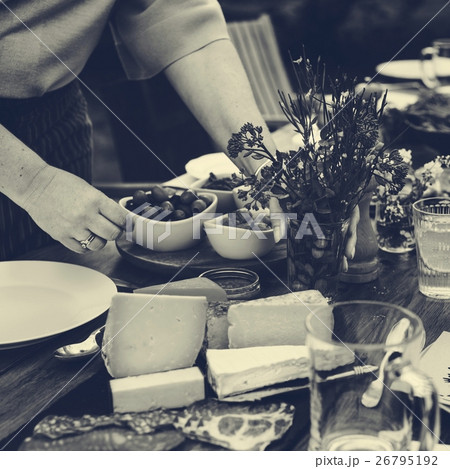 Woman Preparing Table Dinner Concept Woman Preparing Table Dinner Concept 26795192