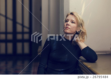 Woman Sitting Church Religion Concept 26795484