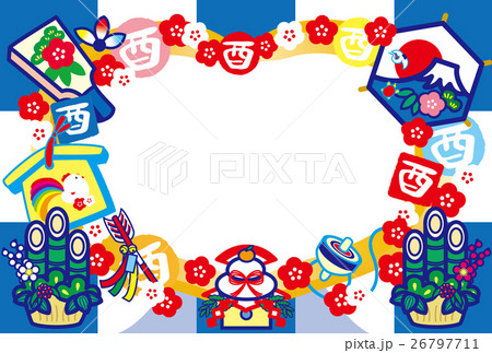 フォトフレー年賀状2017 とり年 酉印 鏡餅 羽子板 門松 富士山 HappyNewYear 青 フォトフレー年賀状2017 とり年 酉印 鏡餅 羽子板 門松 富士山 HappyNewYear 青 26797711