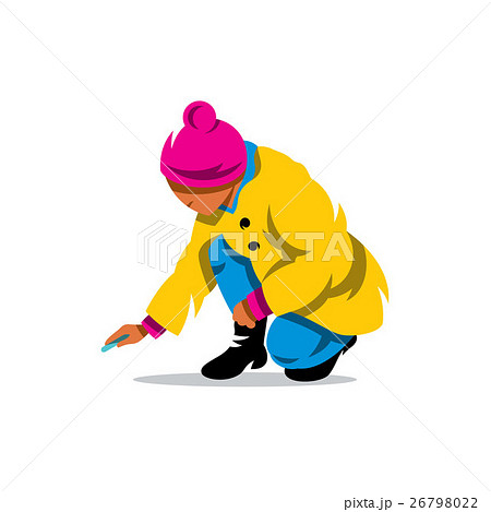 Vector Girl draws a chalk on asphalt  26798022